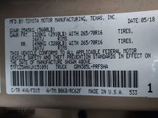 2018 Toyota Tacoma SR with VIN 5TFCZ5ANXJX151091, listed as a IAAI auction lot 41189261 with 41,046 mi miles. Bid and sale history available at carsss.com. Image 9.