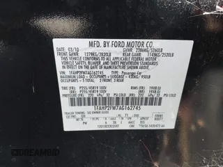 2010 Ford Taurus Limited with VIN 1FAHP2FW7AG162745, listed as a IAAI auction lot 42543455 with 294,602 mi miles and . Bid and sale history available at DreamBid. Image 9.