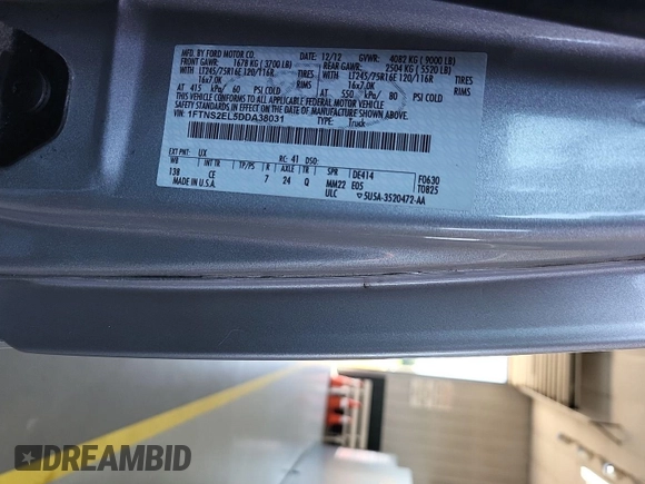 2013 Ford Econoline Cargo with VIN 1FTNS2EL5DDA38031, listed as a IAAI auction lot 42731967 with 116,056 mi miles and . Bid and sale history available at DreamBid. Image 25.