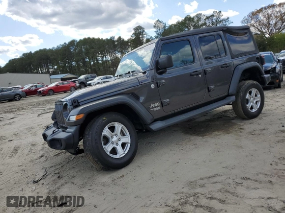 2019 Jeep Wrangler Unlimited Sport S with VIN 1C4HJXDG7KW670905, listed as a Copart auction lot 53114955 with 77,729 mi miles and Salvage title. Bid and sale history available at DreamBid. Image 1.