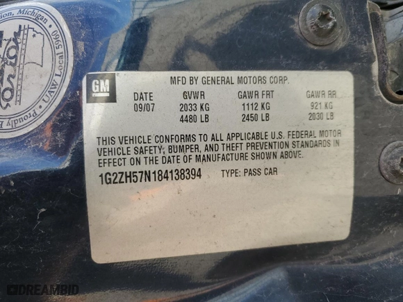 2008 Pontiac G6 GT with VIN 1G2ZH57N184138394, listed as a Copart auction lot 49403725 with 164,328 mi miles and Salvage Title. Bid and sale history available at carsss.com. Image 12.