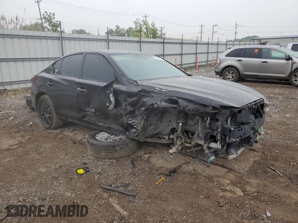 2018 Infiniti Q50 Luxe with VIN JN1EV7AR6JM441982, listed as a Copart auction lot 59939945 with 97,702 mi miles and Salvage title. Bid and sale history available at DreamBid. Image 4.