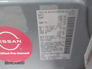 2021 Nissan Murano SL with VIN 5N1AZ2CS0MC134638, listed as a IAAI auction lot 41161799 with Not Provided miles and . Bid and sale history available at DreamBid. Image 9.