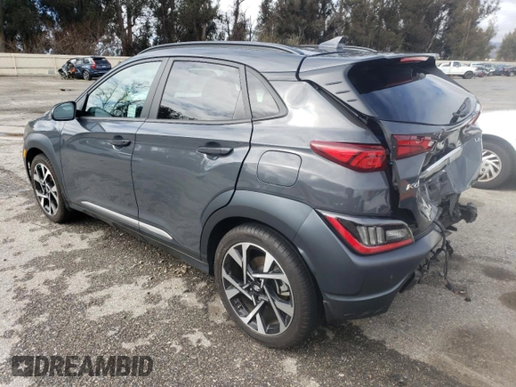 2023 Hyundai Kona Limited with VIN KM8K53A37PU994388, listed as a Copart auction lot 44437715 with 26,484 mi miles and Salvage Title. Bid and sale history available at carsss.com. Image 2.