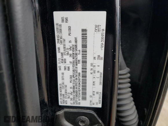 2016 Ford F-150 XLT with VIN 1FTEW1EP3GKD07399, listed as a Copart auction lot 51590505 with 132,642 mi miles and Salvage title. Bid and sale history available at DreamBid. Image 15.