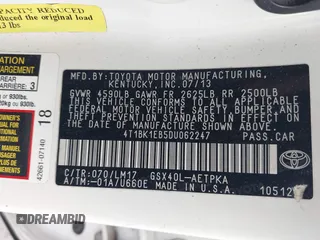 2013 Toyota Avalon XLE z VIN 4T1BK1EB5DU062247, wystawiony jako IAAI lot #42194529 z przebiegiem 189 092 mil mil oraz . Historia ofert i sprzedaży dostępna na DreamBid. Obrazek 9.