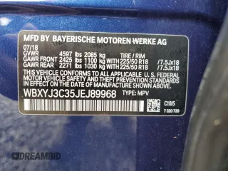 2018 BMW X2 sDrive28i with VIN WBXYJ3C35JEJ89968, listed as a Copart auction lot 87488354 with 68,945 mi miles and Salvage title. Bid and sale history available at DreamBid. Image 13.
