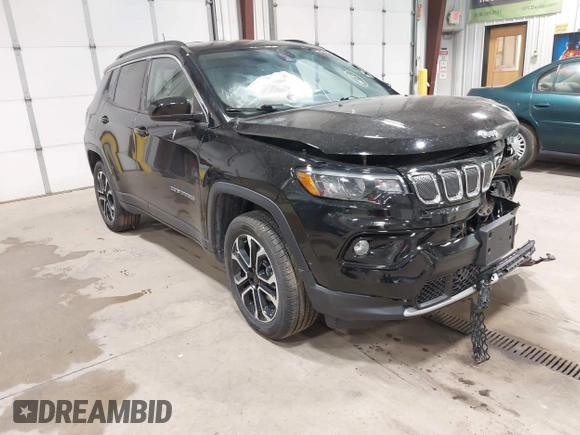 2022 Jeep Compass Limited z VIN 3C4NJDCB5NT223989, wystawiony jako IAAI lot #42482784 z przebiegiem 27 347 mil mil oraz . Historia ofert i sprzedaży dostępna na DreamBid. Obrazek 1.