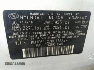 2019 Hyundai Ioniq Blue with VIN KMHC65LC7KU175237, listed as a IAAI auction lot 35784984 with 138,348 mi miles and . Bid and sale history available at DreamBid. Image 9.
