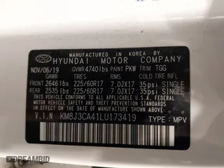 2020 Hyundai Tucson Value with VIN KM8J3CA41LU173419, listed as a IAAI auction lot 40915699 with 90,996 mi miles. Bid and sale history available at carsss.com. Image 9.