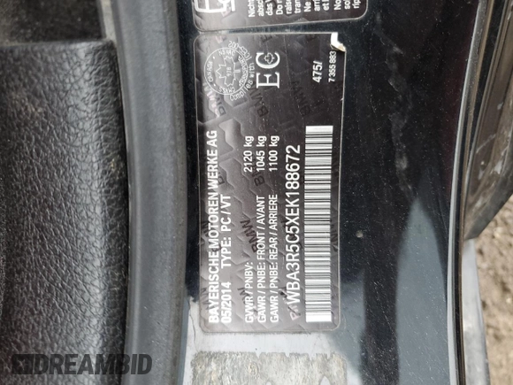 2014 BMW 4 Series 435i xDrive z VIN WBA3R5C5XEK188672, wystawiony jako Copart lot #62351875 z przebiegiem 58 889 mil mil oraz Szkoda całkowita • Salvage title. Historia ofert i sprzedaży dostępna na DreamBid. Obrazek 12.