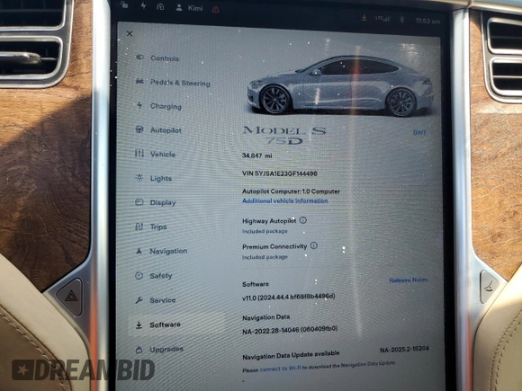 2016 Tesla Model S 90D с VIN 5YJSA1E23GF144496, выставлен на аукционе Copart как лот 64080845 с пробегом 34 847 миль миль и Списание • Salvage title. История ставок и продаж доступна на DreamBid. Изображение 9.