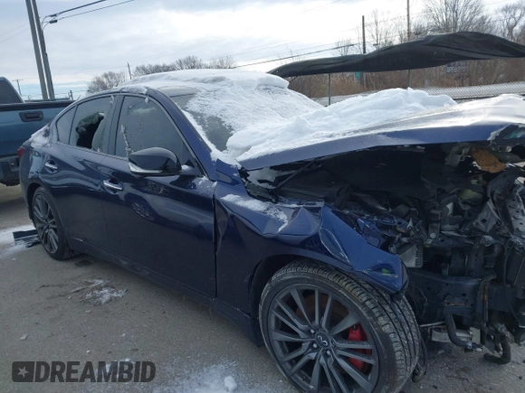 2021 Infiniti Q50 Red Sport 400 with VIN JN1FV7DR4MM880313, listed as a IAAI auction lot 41317967 with Not Provided miles and . Bid and sale history available at carsss.com. Image 13.