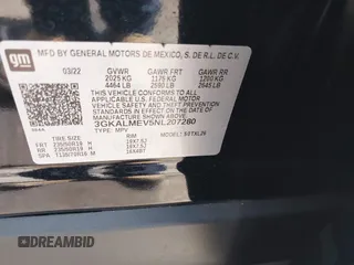 2022 GMC Terrain SLE with VIN 3GKALMEV5NL207280, listed as a IAAI auction lot 42489040 with 16,501 mi miles and . Bid and sale history available at DreamBid. Image 9.