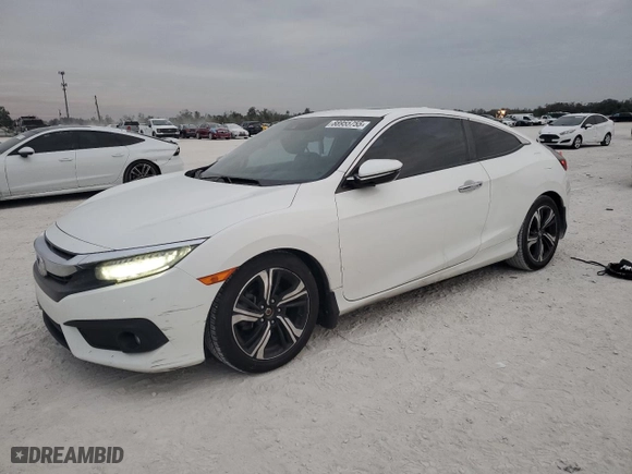 2016 Honda Civic Coupe Touring with VIN 2HGFC3B94GH360121, listed as a Copart auction lot 88955755 with 115,699 mi miles and Salvage Title. Bid and sale history available at carsss.com. Image 1.