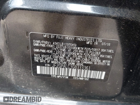 2016 Subaru Crosstrek Limited с VIN JF2GPALC3G8333361, выставлен на аукционе IAAI как лот 42385830 с пробегом 79 817 миль миль и . История ставок и продаж доступна на DreamBid. Изображение 9.