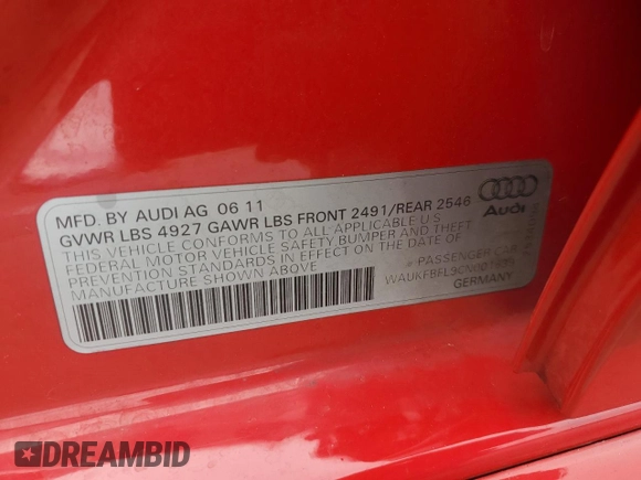 2012 Audi A4 Prestige with VIN WAUKFBFL9CN001639, listed as a Copart auction lot 46303725 with 170,415 mi miles and Salvage Title. Bid and sale history available at carsss.com. Image 12.