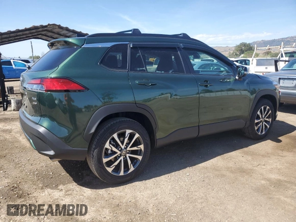 2025 Toyota Corolla Cross XLE with VIN 7MUDAABG2SV124680, listed as a Copart auction lot 57468355 with 2,180 mi miles and Salvage title. Bid and sale history available at DreamBid. Image 3.