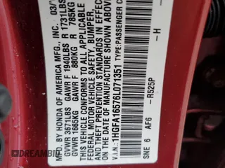 2006 Honda Civic LX with VIN 1HGFA16576L071351, listed as a Copart auction lot 51846535 with 137,792 mi miles and Salvage Title. Bid and sale history available at DreamBid. Image 14.