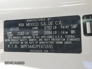 2023 Kia Forte GT-Line with VIN 3KPF54AD2PE672695, listed as a Copart auction lot 42388975 with 22,351 mi miles and Salvage Title. Bid and sale history available at carsss.com. Image 15.