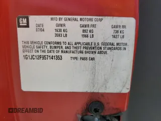 2005 Chevrolet Cavalier with VIN 1G1JC12F957141353, listed as a Copart auction lot 56838803 with Not Provided miles and Non Repairable. Bid and sale history available at DreamBid. Image 12.