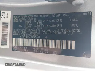 2022 Toyota Sienna Limited with VIN 5TDZSKFC4NS045056, listed as a IAAI auction lot 41256209 with 85,633 mi miles. Bid and sale history available at carsss.com. Image 9.