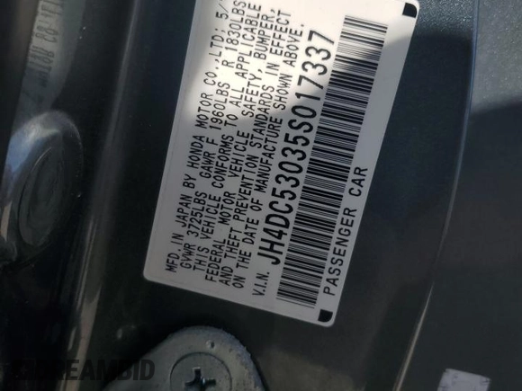 2005 Acura RSX Type-S with VIN JH4DC53035S017337, listed as a Copart auction lot 49304715 with 143,169 mi miles and Salvage Title. Bid and sale history available at carsss.com. Image 14.