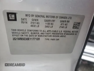 2014 Chevrolet Impala LT with VIN 2G1WB5E38E1177128, listed as a Copart auction lot 43871255 with 145,386 mi miles and Salvage Title. Bid and sale history available at DreamBid. Image 14.