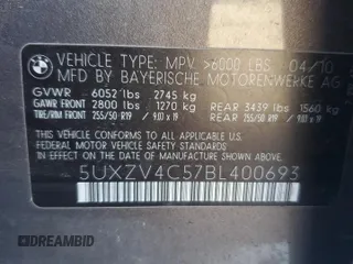 2011 BMW X5 35i with VIN 5UXZV4C57BL400693, listed as a Copart auction lot 46547685 with 127,266 mi miles and Salvage Title. Bid and sale history available at carsss.com. Image 15.