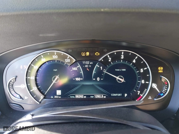 2019 BMW 5 Series 530i xDrive with VIN WBAJA7C55KG912518, listed as a IAAI auction lot 41846385 with 58,262 mi miles. Bid and sale history available at carsss.com. Image 7.