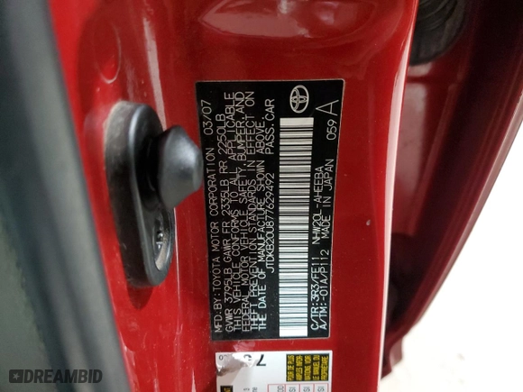 2007 Toyota Prius with VIN JTDKB20U877629492, listed as a Copart auction lot 48030045 with 199,531 mi miles and Salvage Title. Bid and sale history available at carsss.com. Image 12.
