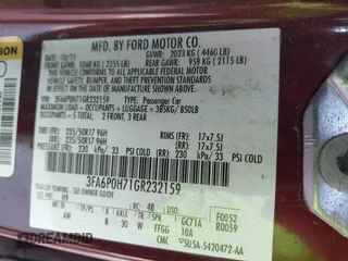 2016 Ford Fusion SE with VIN 3FA6P0H71GR232159, listed as a IAAI auction lot 42472435 with 138,096 mi miles and . Bid and sale history available at DreamBid. Image 9.