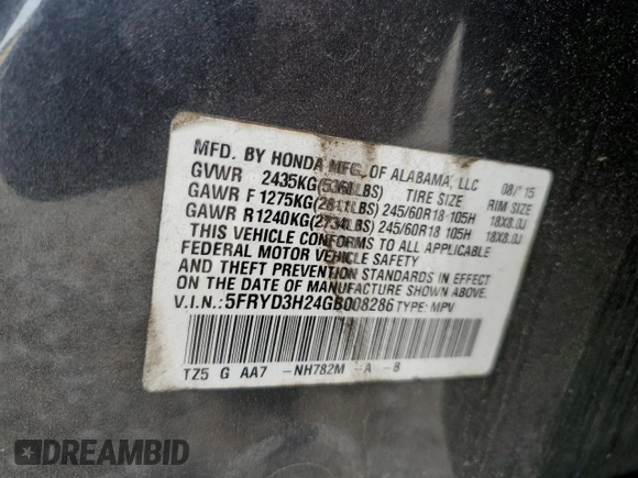 2016 Acura MDX with VIN 5FRYD3H24GB008286, listed as a Copart auction lot 49117595 with 97,415 mi miles and Salvage Title. Bid and sale history available at carsss.com. Image 12.