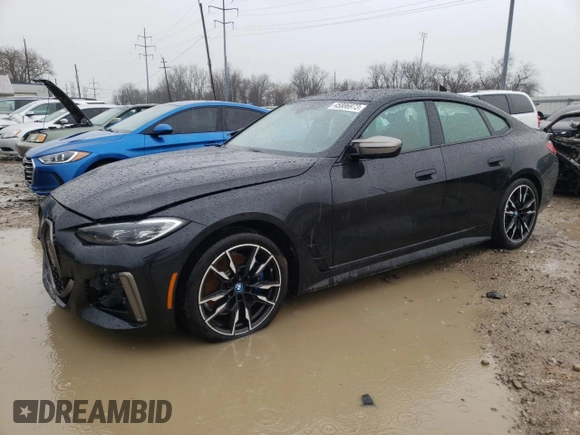 2022 BMW i4 M50 with VIN WBY33AW07PFP30186, listed as a Copart auction lot 45886973 with 0 mi miles. Bid and sale history available at carsss.com. Image 1.