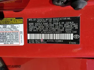 2007 Toyota Camry CE with VIN 4T1BE46K87U146851, listed as a Copart auction lot 48071995 with 160,311 mi miles and Salvage Title. Bid and sale history available at carsss.com. Image 13.