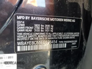 2014 BMW 7 Series ALPINA B7 with VIN WBAYE8C55ED136454, listed as a Copart auction lot 55589525 with 119,761 mi miles and Salvage title. Bid and sale history available at DreamBid. Image 12.