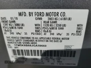 2018 Ford Explorer with VIN 1FM5K8B88JGA59660, listed as a Copart auction lot 46496145 with 96,312 mi miles and Salvage title. Bid and sale history available at DreamBid. Image 14.