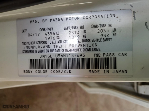 2017 Mazda Mazda6 Sport with VIN JM1GL1U56H1137693, listed as a Copart auction lot 84321454 with 91,937 mi miles and Salvage Title. Bid and sale history available at carsss.com. Image 14.
