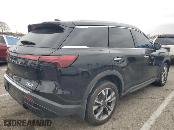 2023 Infiniti QX60 Luxe with VIN 5N1DL1FS5PC368816, listed as a Copart auction lot 54329005 with 54,642 mi miles and Salvage title. Bid and sale history available at DreamBid. Image 3.