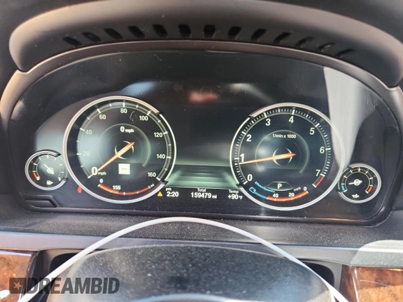 2015 BMW 7 Series 750Li with VIN WBAYE8C59FD782291, listed as a Copart auction lot 65119745 with 159,479 mi miles and Salvage title. Bid and sale history available at DreamBid. Image 9.