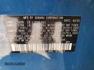 2022 Subaru Outback Wilderness with VIN 4S4BTGUD2N3216701, listed as a Copart auction lot 57120175 with 26,147 mi miles and Salvage title. Bid and sale history available at DreamBid. Image 13.