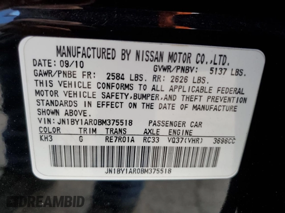 2011 Infiniti M37 with VIN JN1BY1AR0BM375518, listed as a Copart auction lot 81887374 with 136,543 mi miles and Salvage Title. Bid and sale history available at carsss.com. Image 14.