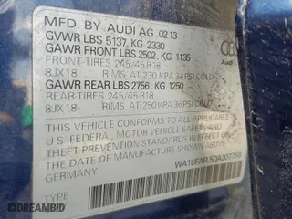 2013 Audi allroad Premium Plus with VIN WA1UFAFL5DA207758, listed as a Copart auction lot 52795515 with 0 mi miles and Salvage Title. Bid and sale history available at carsss.com. Image 15.