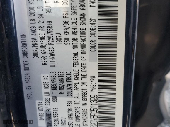 2015 Mazda CX-5 Grand Touring with VIN JM3KE2DY6F0511329, listed as a Copart auction lot 48656945 with 203,540 mi miles and Salvage Title. Bid and sale history available at carsss.com. Image 12.