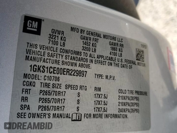 2014 GMC Yukon SLT with VIN 1GKS1CE00ER229897, listed as a Copart auction lot 88153085 with 213,106 mi miles and Salvage Title. Bid and sale history available at carsss.com. Image 13.