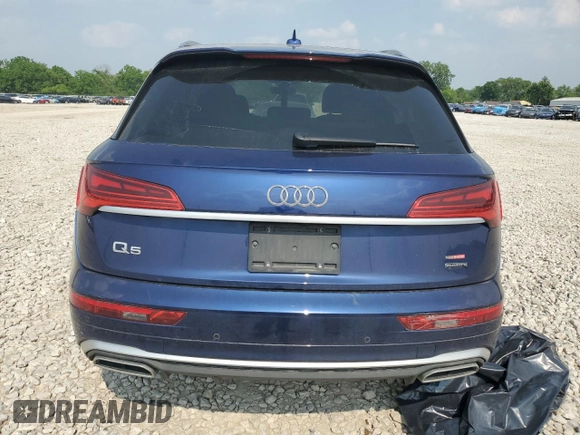 2022 Audi Q5 S line Premium with VIN WA1GAAFY6N2071689, listed as a Copart auction lot 59636025 with 19,969 mi miles and Salvage title. Bid and sale history available at DreamBid. Image 6.