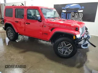 2025 Jeep Wrangler Sahara with VIN 1C4PJXEN0SW589298, listed as a Copart auction lot 61721585 with 105 mi miles and Clean title. Bid and sale history available at DreamBid. Image 4.