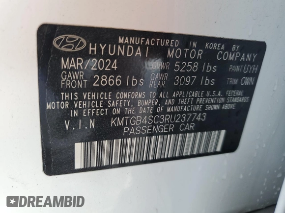 2024 Genesis G80 2.5T z VIN KMTGB4SC3RU237743, wystawiony jako Copart lot #44111555 z przebiegiem 15 170 mil mil oraz Nie do naprawy • Non repairable. Historia ofert i sprzedaży dostępna na DreamBid. Obrazek 12.