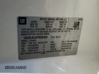 2015 GMC Yukon XL Denali with VIN 1GKS2JKJ3FR585809, listed as a Copart auction lot 48219925 with 191,102 mi miles and Salvage Title. Bid and sale history available at DreamBid. Image 13.