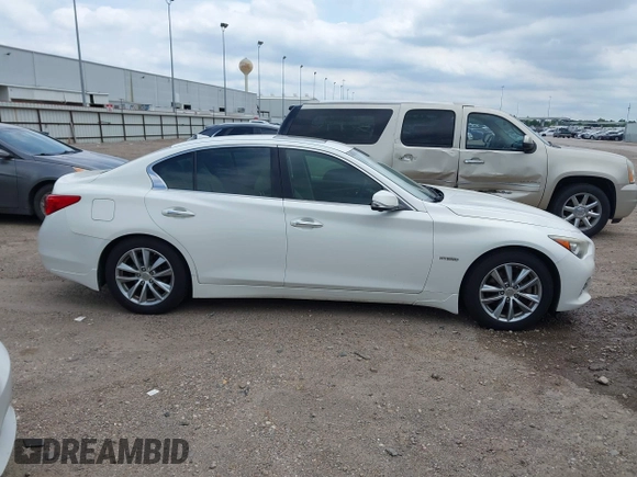 2014 Infiniti Q50 Hybrid Sport with VIN JN1AV7AP7EM690553, listed as a IAAI auction lot 42196341 with 221,709 mi miles and . Bid and sale history available at DreamBid. Image 13.